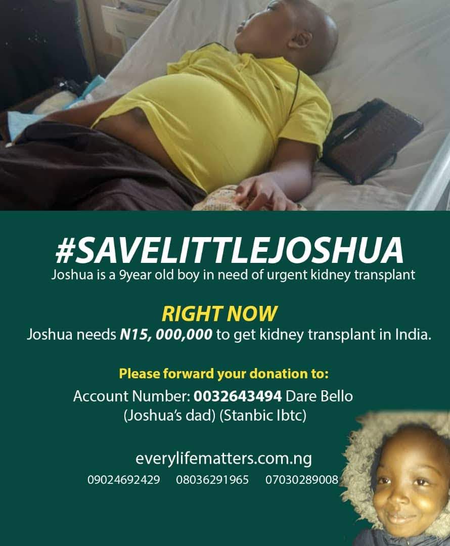tweetmankind's tweet photo. I know fully well that well meaning Nigerians will raise the 15 million naira needed to #SaveLittleJoshua . The little kid in the video @OfficialArole posted https://t.co/bjRVQcpaGb
