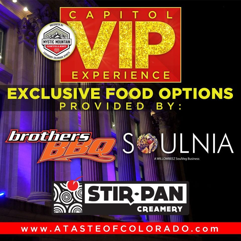 ATasteofCO's tweet photo. Exclusive Food &amp; Beverage Tastings for VIP only!

Thank you for providing a one-of-a-kind, extra-special experience for our Coloradans!
@MysticMtn @BrothersbbqCO SoulNia &amp; Stir-Pan Creamery https://t.co/EHn4cX7oaV