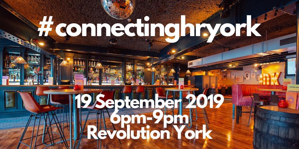 Our next #ConnectingHRYork is happening at @revolutionyork on 19.9.19. Come join us for informal networking from all walks of the HR, L&D and coaching world. Book your free place at eventbrite.co.uk/e/hr-york-17-1…