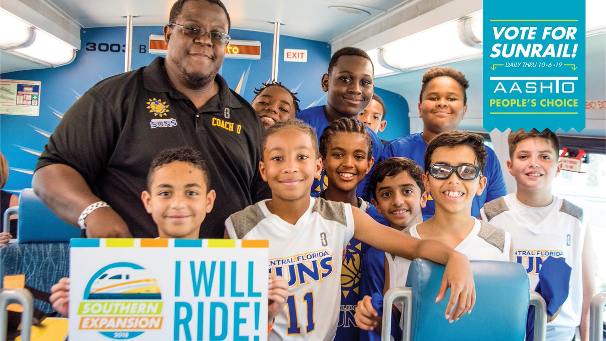 #Vote today for <a href="/RideSunRail/">SunRail</a> in the <a href="/aashtospeaks/">AASHTO</a> People’s Choice Award. The SunRail “Southern Expansion” helped increase ridership by 82% and garner a 95% satisfaction rate from riders. Vote daily through October 6. You can vote once per day, don’t delay! bit.ly/321fsjE