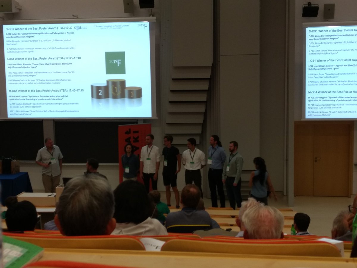 drbenmurray's tweet photo. Congratulations to Alex Hampton @DurhamChemistry on winning the second placed poster prize at the 19th European Symposium on #Fluorine Chemistry in #Warsaw! #esfc19 https://t.co/rBNB1rJVE6