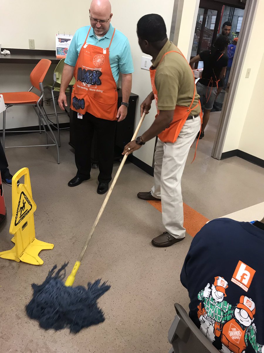 samuelTHD5023's tweet photo. True Servant Leadership: today during our MIB lunch our GM Tony Harrison noticed water on the floor, went and got a mop and got to work. Thanks Tony for your leadership. https://t.co/2YaECNcz5e