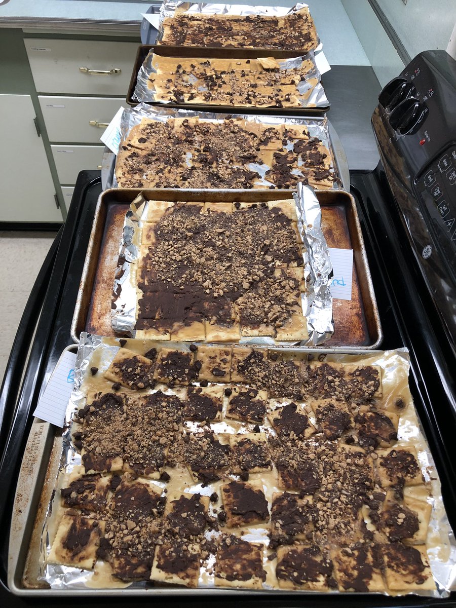 Saltine toffee cracker success with the   8th graders! 5 out 5 stars for this group. #JAJaguarsRoar #D45learn4life