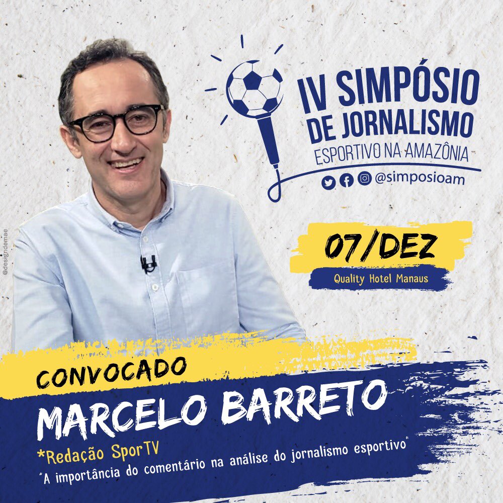 simposioam's tweet photo. Nossa convocação para fechar a programação do @simposioam de 2019. #jornalismoesportivo #simposioam #esporte https://t.co/Dyk9qHwoF9