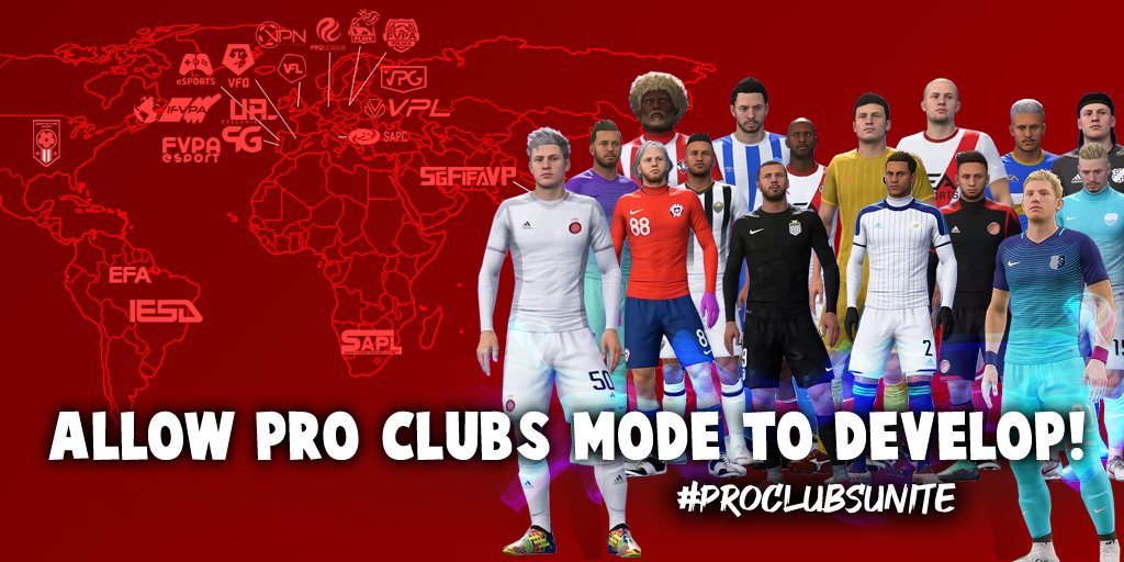 📣@EASPORTSFIFA 
Help us make ProClubs grow!
🌍The communities are united
We would like community guidelines to be changed, allowing us better conditions to organize competitions and LAN events.
📝 #ProClubsUnite
@EA_GZaro @EACoreySA