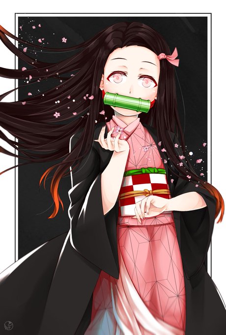 🍀悠糸 ユアミ(Üami)さんがTwitterに投稿した竈門禰豆子(鬼滅の刃)のイラスト。