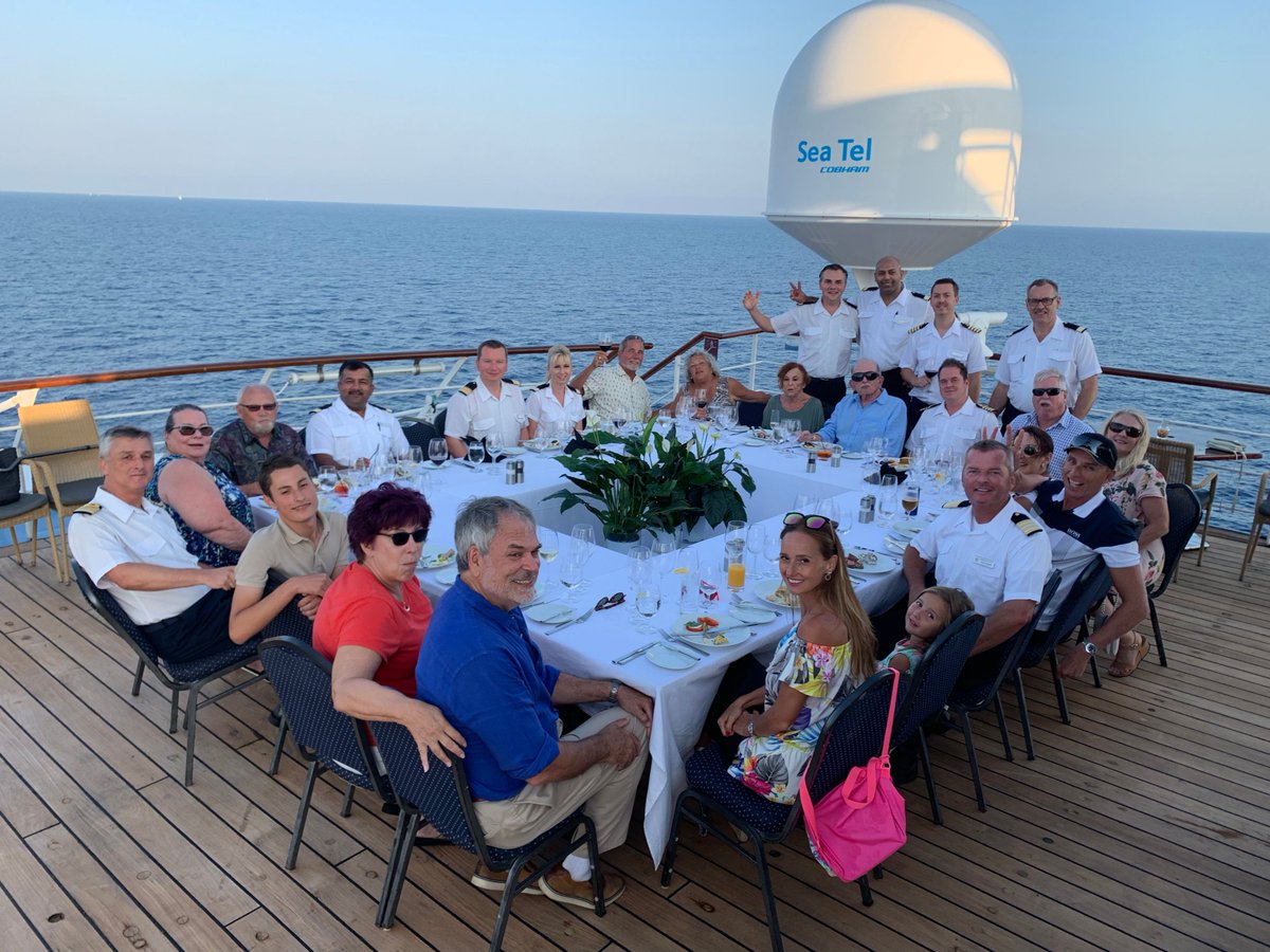 WindstarCruises's tweet photo. 6 couples sailed with us for 51 days, visiting over 44 different ports in 10 different countries. Guests became our family and were treated as a special group with private cocktail parties and grand finale private Signature Deck Barbecue dinner. #windstarcruises #windstarteam https://t.co/ERtA50WsLj
