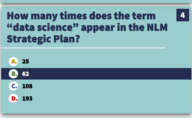 NLM_NIH's tweet photo. DYK "data science" appears in the NLM strategic plan 62 times!?! Take a look https://t.co/QKAFewynHc #datareadyNLM https://t.co/yBlx9Y3Bcs