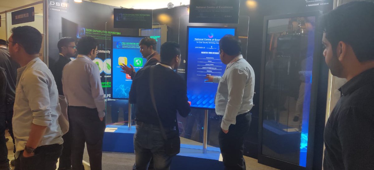 DSCI_Connect's tweet image. Final Day Engagements at DSCI #DigitalShowcase at #NATC2019. An exciting day full of interesting interactions, meetups for #TechRepository &amp;amp; #NationalCentreOfExellence(CoE) projects. Thank you @debjani_ghosh_, President, Nasscom for engaging with the team at our Digital Kiosk.