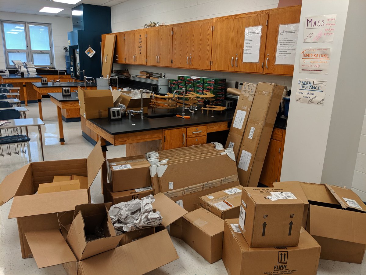 MrMHolsten's tweet photo. No better way to get excited for the new school year than unpacking all the new lab equipment! @KLiskChemHHS it's my turn now https://t.co/T5SDCcas5p