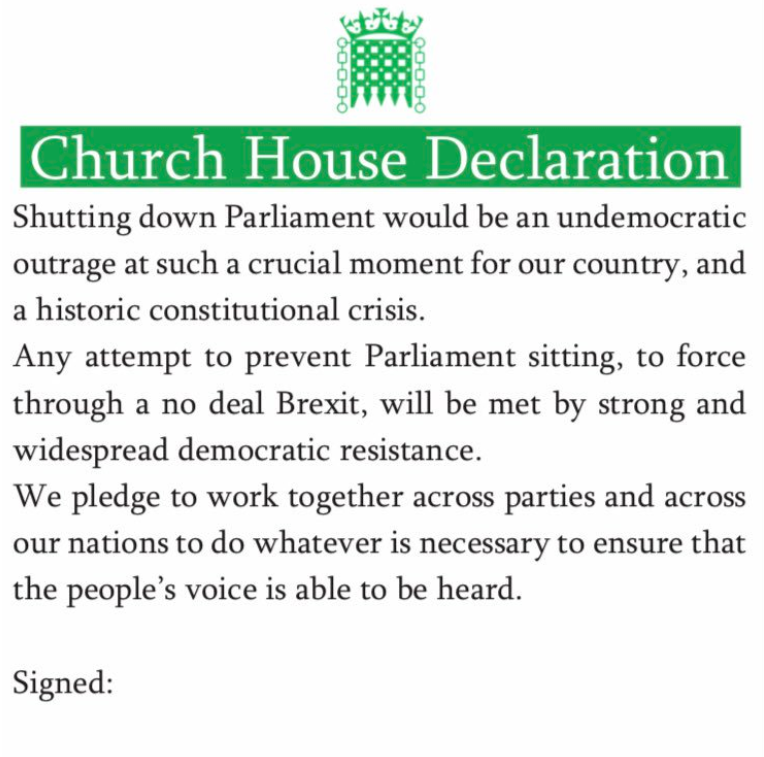 spaceangel1964's tweet photo. Please join the 160+ MPs who have signed the #ChurchHouseDeclaration - add your name by REPLYING to this, then pls RT. 🖊️👇🏽

Let them hear the true will of the people who want to #BlockTheCoup!

@UKLabour @theSNP @Plaid_Cymru @TheGreenParty @LibDems @Conservatives @CarolineLucas https://t.co/9NmA5jnRGL