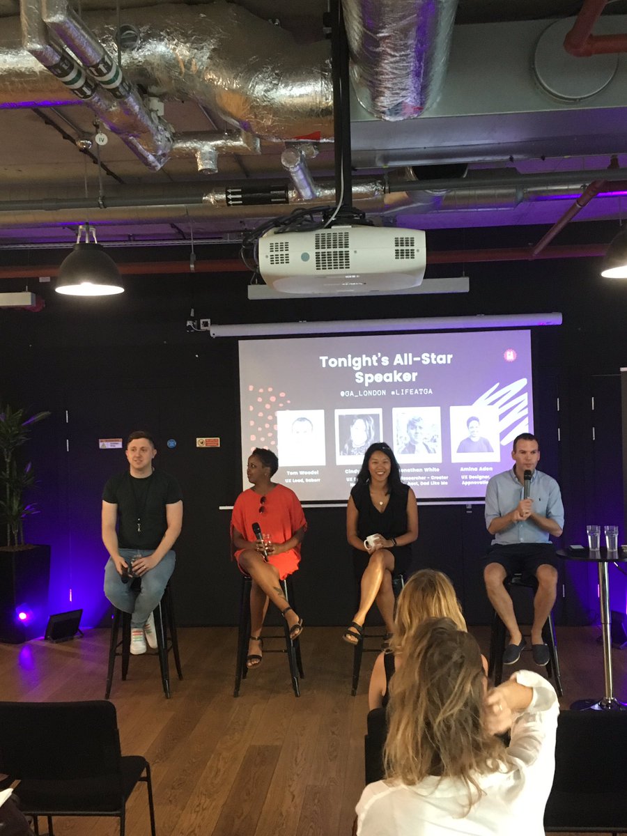 GA_London's tweet photo. A glimpse into UX design with @aminayaden @womtoodle  @CindyChenUX  @jonwhiteux https://t.co/Nl3B4LIMYc