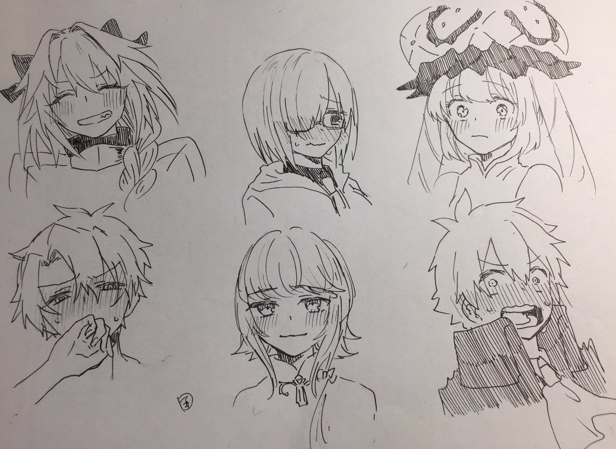 アナログで描くの楽しいなぁ…
デオぐだ♂と推し鯖照れ顔練習 