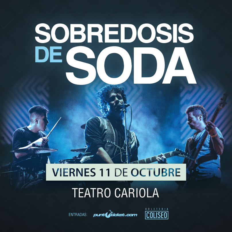 La magia sonora y visual de Soda Stereo se recreará e inundará el Teatro Cariola el próximo 11 de octubre. ¡Ven y revive los mejores de temas del mítico trío argentino liderado por Gustavo Cerati!
Entradas disponible en bit.ly/2YToBcn o en boleterías del Teatro Coliseo