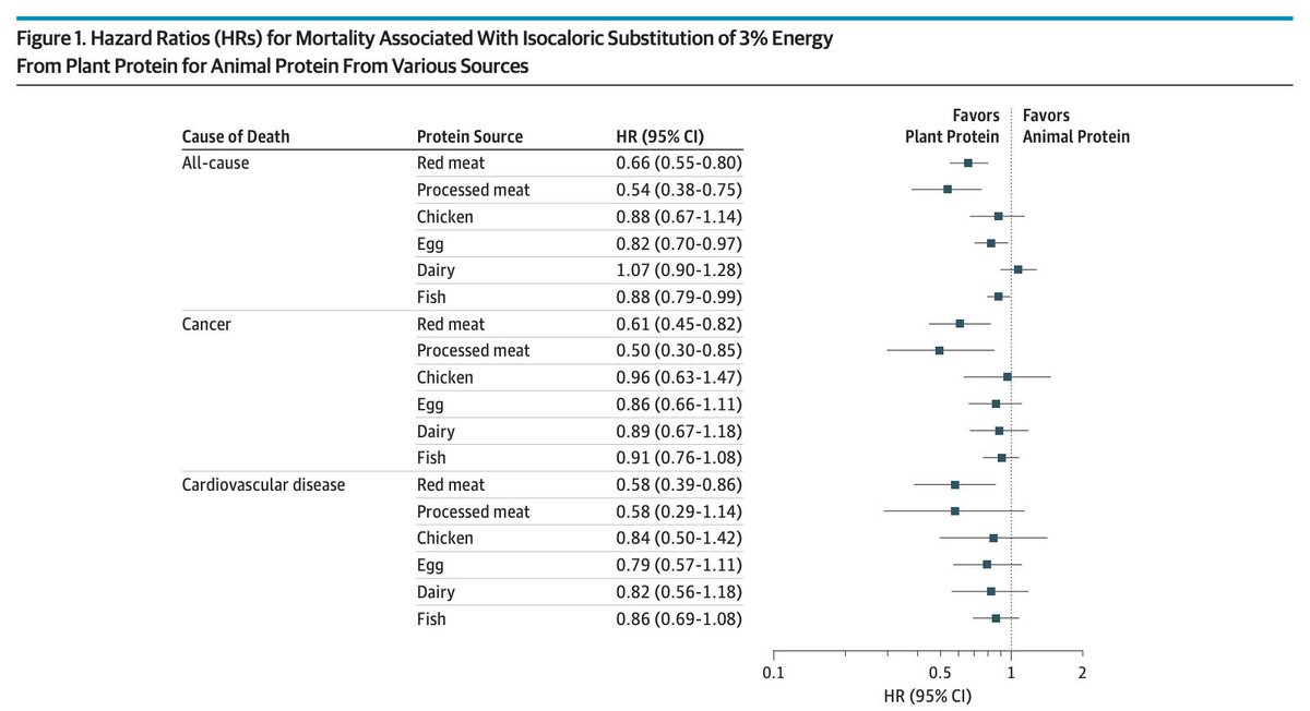 PlantDietitian's tweet photo. More evidence that eating plants supports healthspan &amp; longevity.

"...replacement of red meat protein or processed meat protein with plant protein was associated with lower total, cancer-related, &amp; CVD-related mortality."

https://t.co/DbI4JrNfec
https://t.co/yIeeoEqQ1U @Reuters https://t.co/dxaRU6Qghi