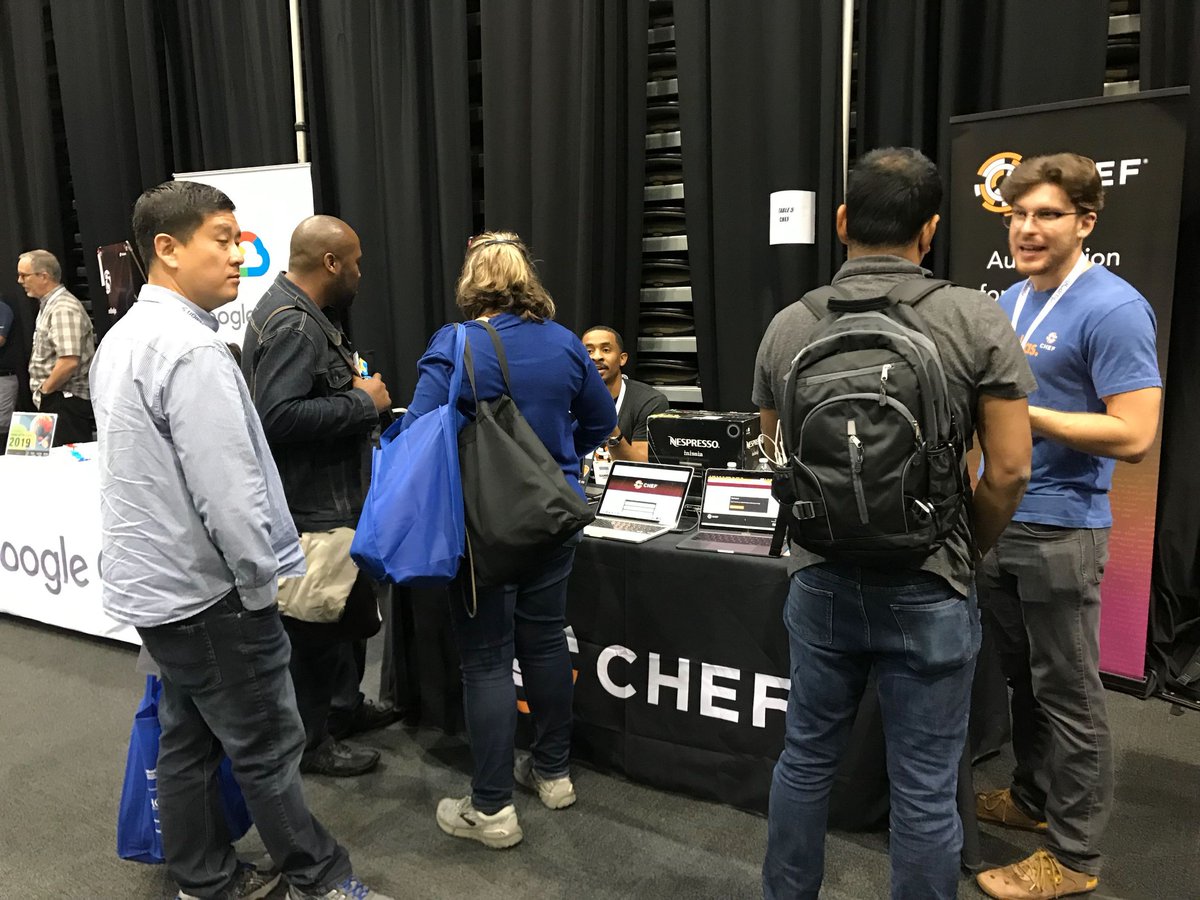chef's tweet image. We&apos;re at @devopsdaysChi today and tomorrow! Be sure to stop by our booth and say hi 👋 #DevOps #DevOpsDaysChi