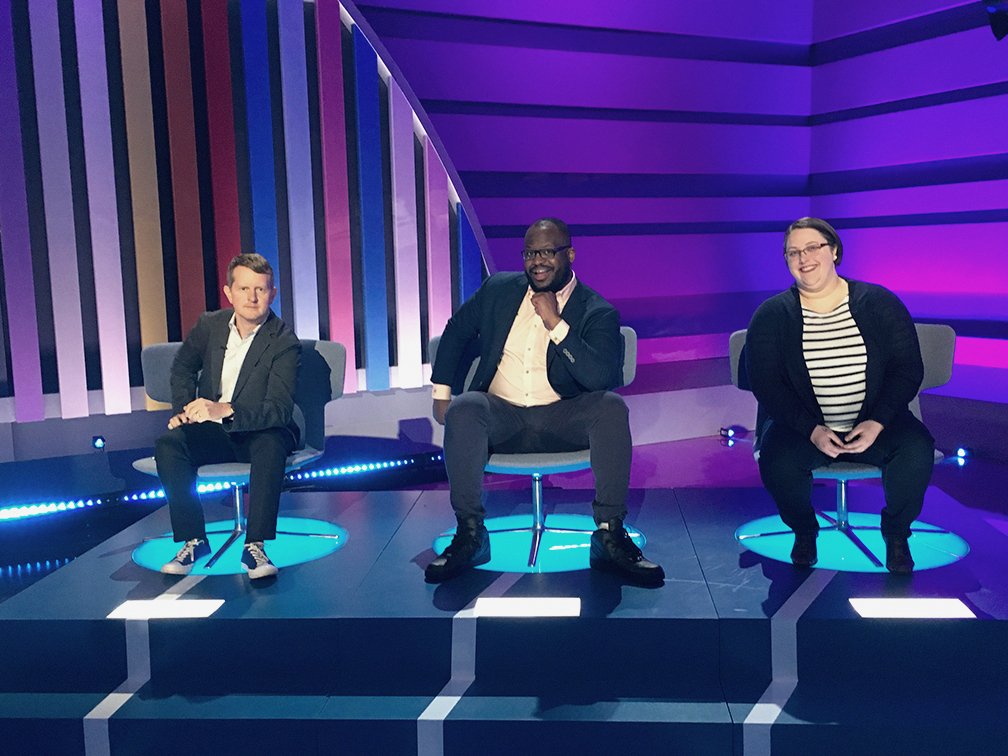 GameShowNetwork's tweet photo. Wondering who's on #BestEverTrivia today at 4p? We present our awesome contestants and trivia experts, @KenJennings @susannahb and Jonathan Corbblah! 😍 https://t.co/Nh7kMRDGm8