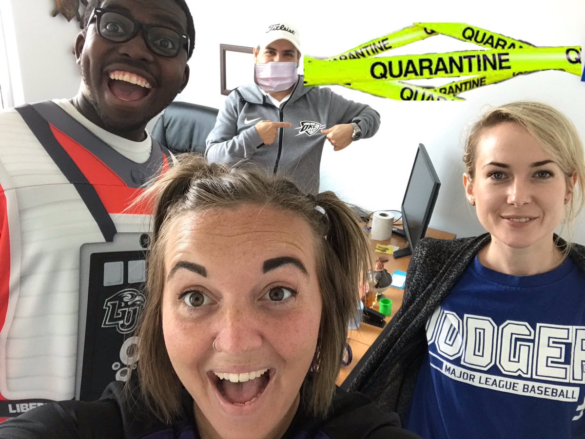 ThinkersBig's tweet photo. It’s Spirit Week at Big Thinkers Media!! 🙌🏼 
Today’s Theme: Sports! 🥎🏈🏀

We let @livin_avila_loca out of quarantine long enough to take this awesome selfie!

(He’s back in there, don’t worry. Ain’t nobody got time to be for all that sickness!!!) 

#BigThinkersMedia #SpiritWeek https://t.co/lAP6mcULVq