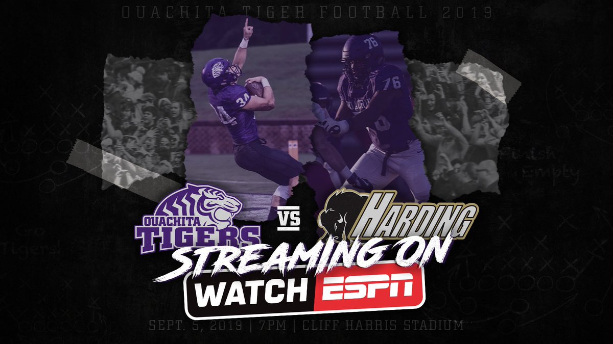 ANNOUNCEMENT: Our Ouachita Tigers Football team will open the season on Thursday, September 5 at 7:05 p.m. against Harding! The game will be aired on the ESPN app and ESPN.com!