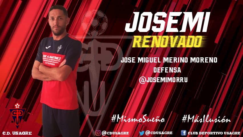 RENOVACIÓN
A pocos días de nuestro primer partido de liga, anunciamos que <a href="/josemimorru/">josemimorru@gmail.co</a> seguirá vistiendo la elástica del CDU. Jugador con polivalencia en la zona defensiva, experiencia y un gran desplazamiento de balón. Y sobre todo muy querido por la afición. #VamosViejo 💪🔴⚫️
