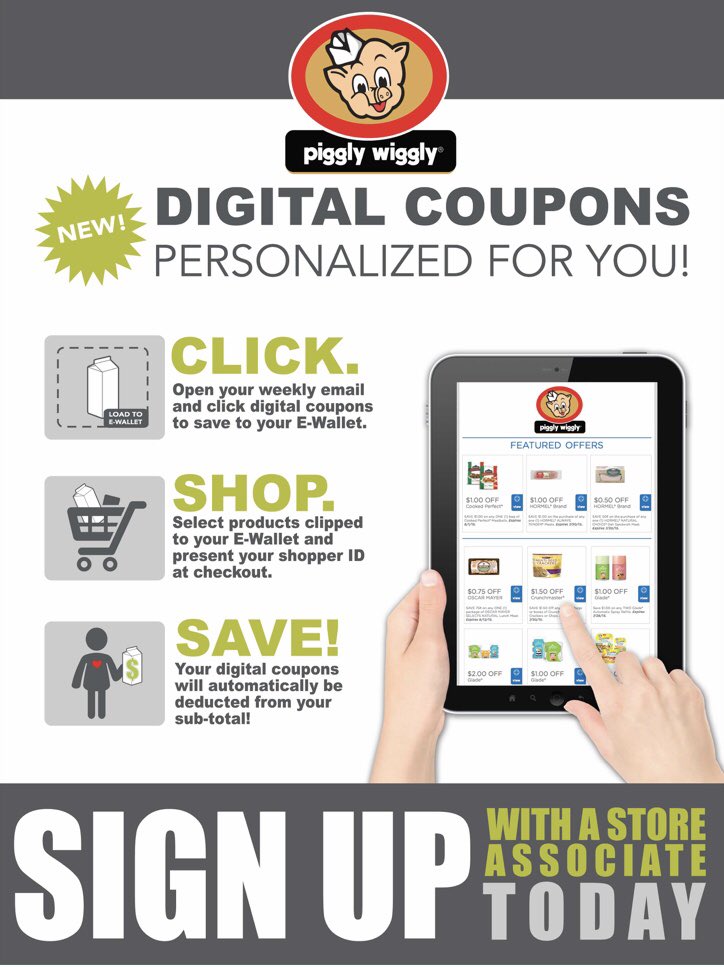 PigglyStoresOH's tweet photo. Digital Coupons are now available at your local Piggly Wiggly‼️ Just go to https://t.co/PscmIZ618k to sign up and start saving now‼️ #DigThePig #LocalSinceForever https://t.co/i3bFAQcEsE