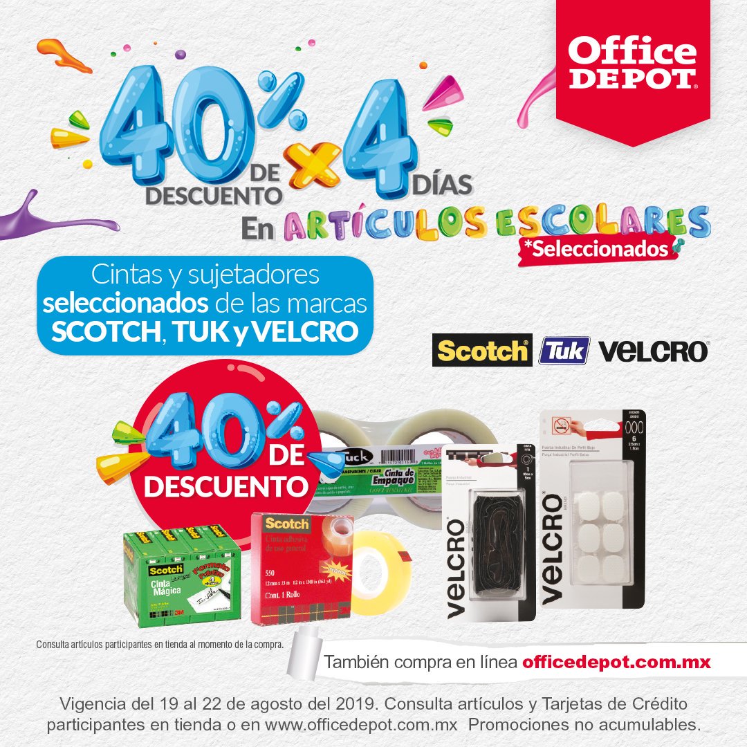 Office Depot México auf Twitter: „¡Para este Regreso A Clases! Aprovecha  descuento en variedad de cintas y otros productos perfectos para todos tus  proyectos. *Promoción participa también en /E73A4PQbAO  #LoHiceConOfficeDepot ...