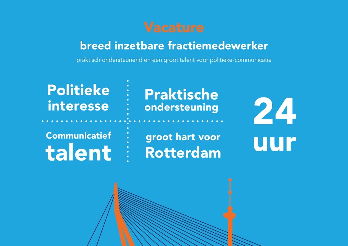 Wij zijn op zoek naar een breed inzetbare fractiemedewerker die ons praktisch wil ondersteunen en met aantoonbaar talent voor politieke communicatie! Wil je meer weten? Zie cusgprotterdam.nl/vacature-fract…