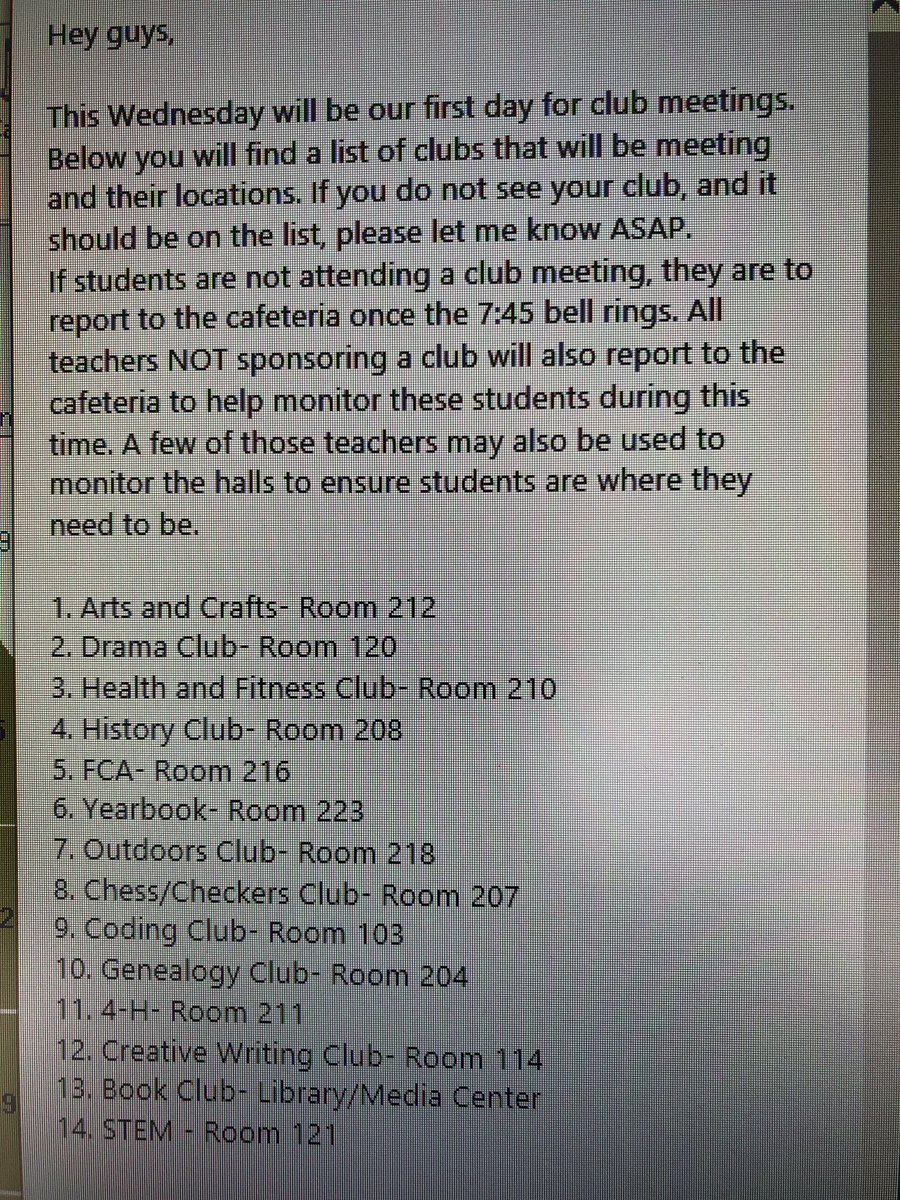 <a href="/BurnsMiddleScho/">Burns Middle School</a> club information for tomorrow. <a href="/rfaulkner9/">Robbie Faulkner</a>