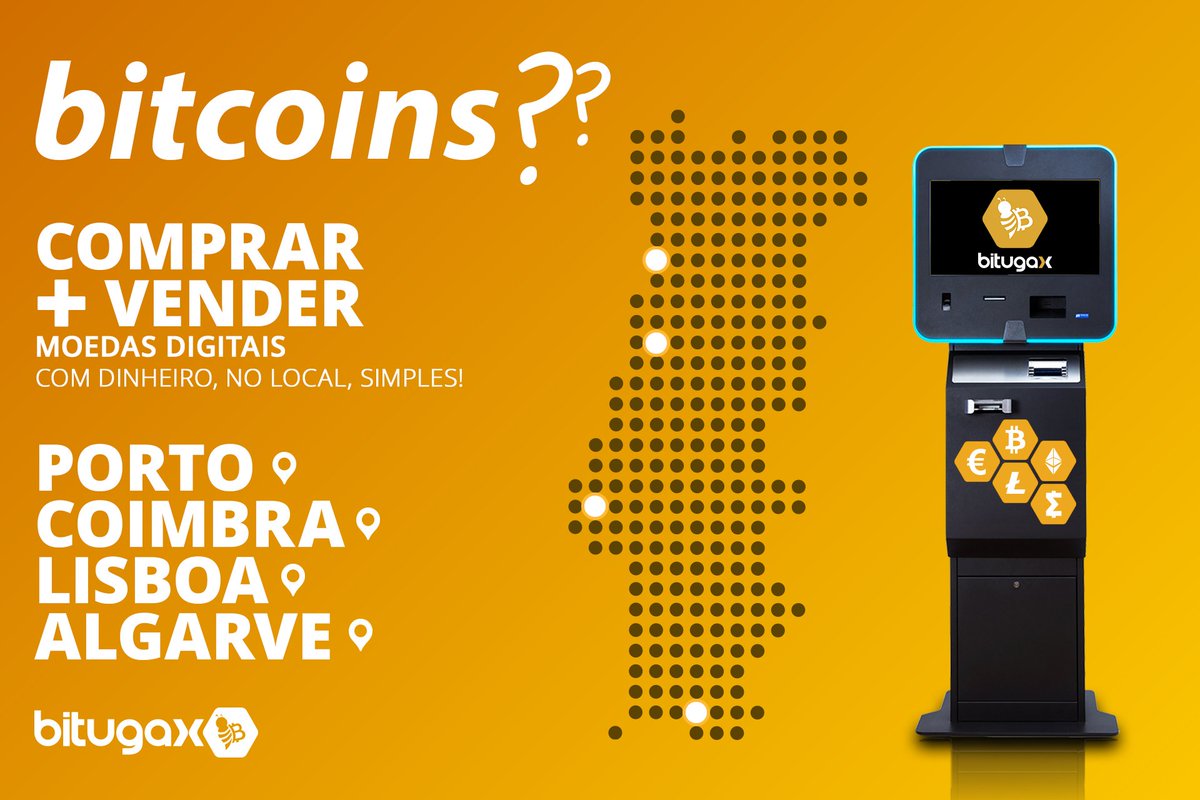 bitugax's tweet photo. É oficial, somos a maior operadora de criptomoedas Portuguesa com máquinas Bitcoin ATM em todo o país!

#BITUGAX #BITCOIN #BTC #ETHEREUM #ETH #LITECOIN #LTC #SMARTCASH #SMART #CRIPTOMOEDAS #BLOCKCHAIN
#BITCOINATM #BATM https://t.co/olNYB4z0q5