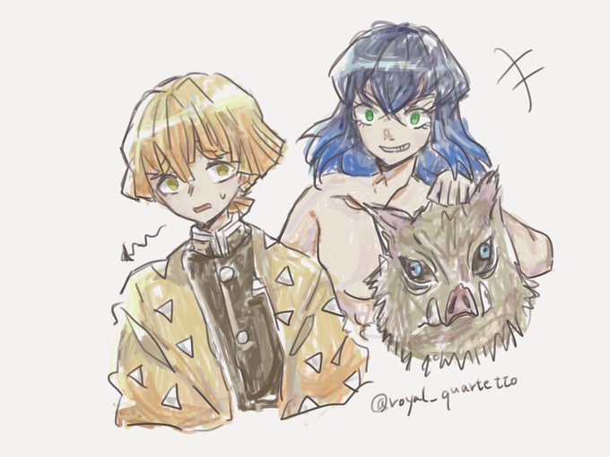 とぐすさんがTwitterに投稿した嘴平伊之助(鬼滅の刃)のイラスト。