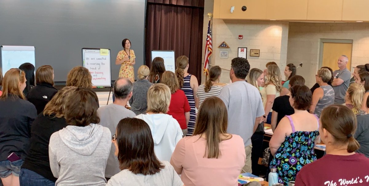 OakCrestBP's tweet photo. ENVoY Training with Chatfield & Oak Crest Staff! Reviewing the #7Gems and refining our skills (with a smile!). #BeRED @BPSchools @chattiger716 https://t.co/KEEiDgdGRV