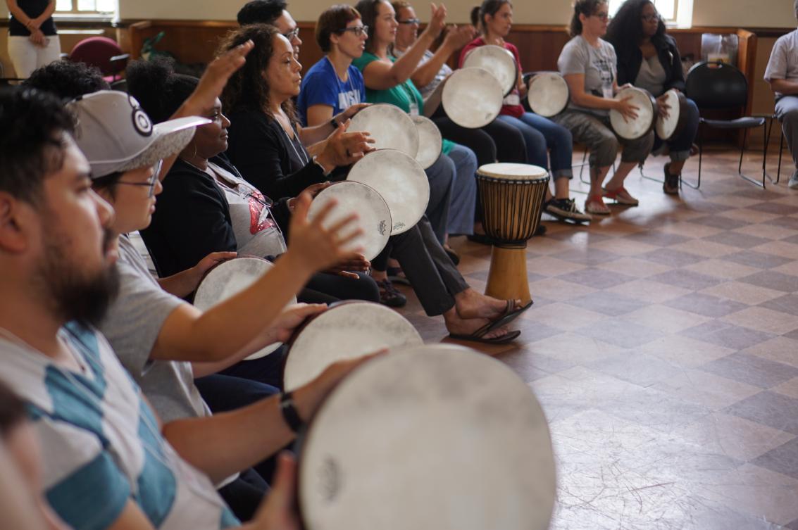 NJPACArtsEd's tweet photo. Curious what these teachers are up to? The Orff-Schulwerk approach aims to build musicianship in every learner through the integration of music, movement, speech &amp; drama.  Tune in later today for videos from inside the classroom! 
#ORFFPD2019 #NJPACorff @VH1SaveTheMusic @AOSA1968 https://t.co/qkqoJaLToW