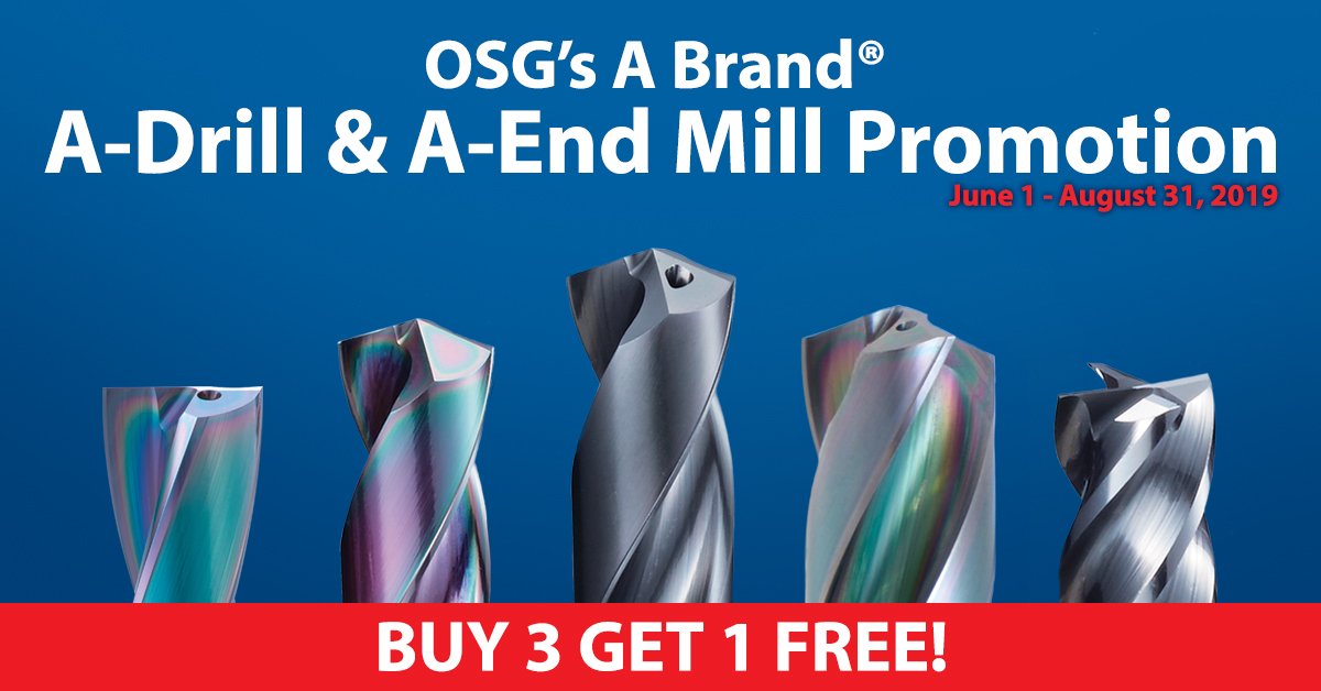 OSGTOOL's tweet photo. Last Call!! Don't forget to take advantage of our A-Drill or A-End Mill Promotion going on through August 31 ~ Visit our website for details https://t.co/zvQNcFHHn4

#OSGUSA #OSG #ABrand #ShapingYourDreams #CuttingTools #OSGCorporation #ABrand #ADrill #AEndMill #cncmachining https://t.co/l1gcmFKMi2