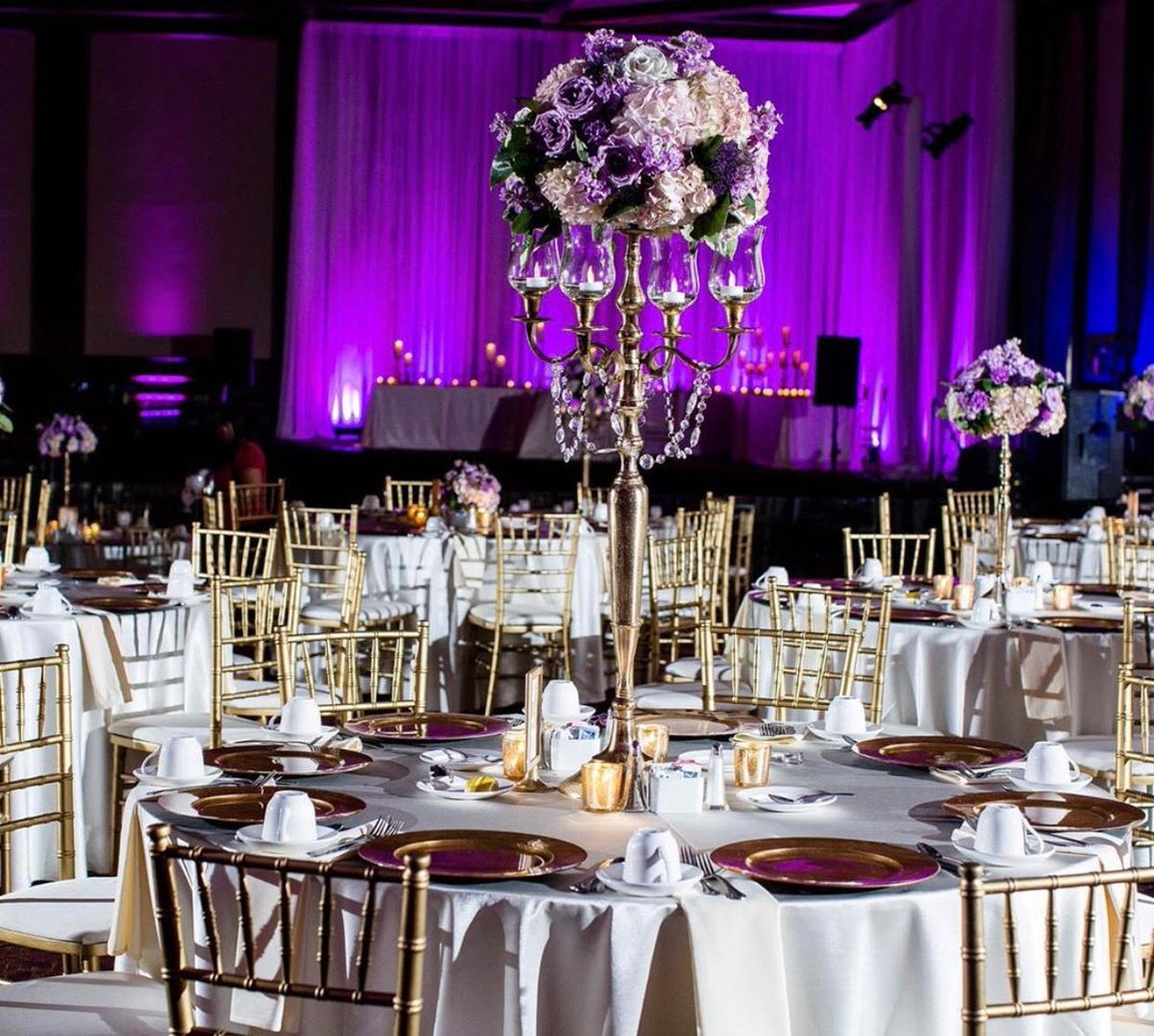 Lighting can add so much to an event! We love how AG Lighting brought in a vibrant purple to highlight the color palette for this beautiful wedding reception for the Agee's! 🥂 #Bham #Birmingham