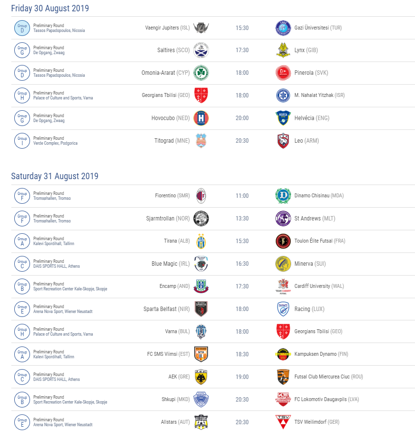 UEFAFutsal's tweet photo. The new #FutsalUCL season is a week away🏆

See the preliminary round fixtures👇https://t.co/2MiLIHlm6v https://t.co/Rc2a8B2Kwo