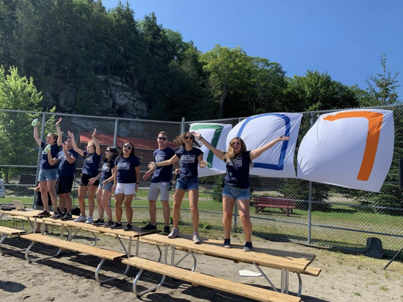 TheiCenter's tweet photo. At @RamahCanada, they're dancing on the benches. #shlichim lead Israeli field games and a #MasterChef contest. There's even a mock-election as an introduction to the complex topic of the upcoming #Israeli elections. This is #IsraelatCamp @JewishCamp โ https://t.co/upoIL2WhqO https://t.co/09yg6VMafc