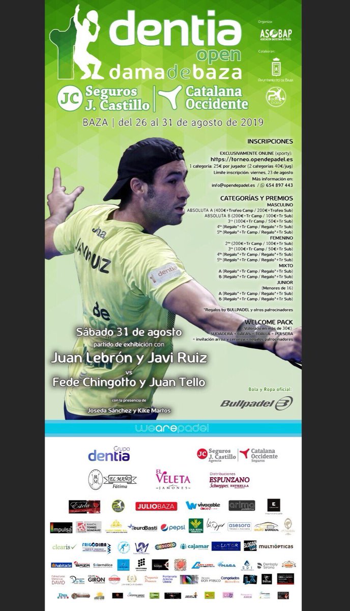 RuizJavi87's tweet photo. En Baza, el sábado 31 de agosto! No te lo pierdas 🤟 @opendepadel #Baza https://t.co/lUZF5PDpi0