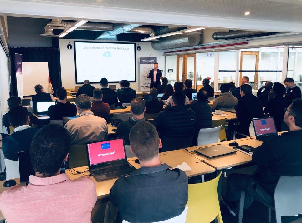 SlipstreamZA's tweet photo. Ben Rudall, Director of EMEA Sales &amp; Alliances at @wherescape, sharing some insight into @SnowflakeDB  – Cloud Data Warehousing and Cloud Migration at the WhereScape Data Automation Day hosted by @SlipstreamZA #WhereScape #Automation #bigdatasolutions #datawarehousing #snowflake https://t.co/CdmhWLkB3R