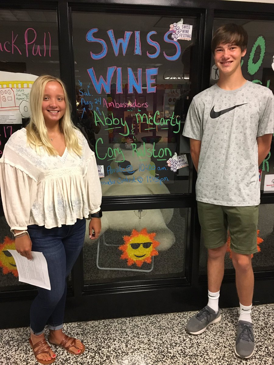 Make plans Saturday to come to the Swiss Wine Ambassador contest to cheer for Abby and Cory! Parade at 10:00am contest at 1:45. Good luck!