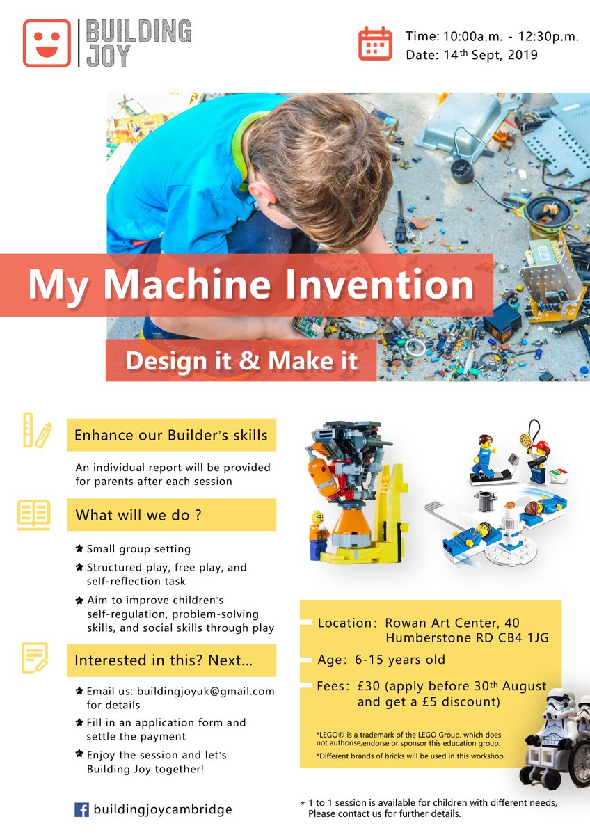 buildingjoyuk's tweet photo. It's time to invent your own machine! Why not come and join our LEGO session on 14th September? We would love to see you there :D 😇

Apply now: https://t.co/nqDn732q3M https://t.co/BSTrr4MwWG