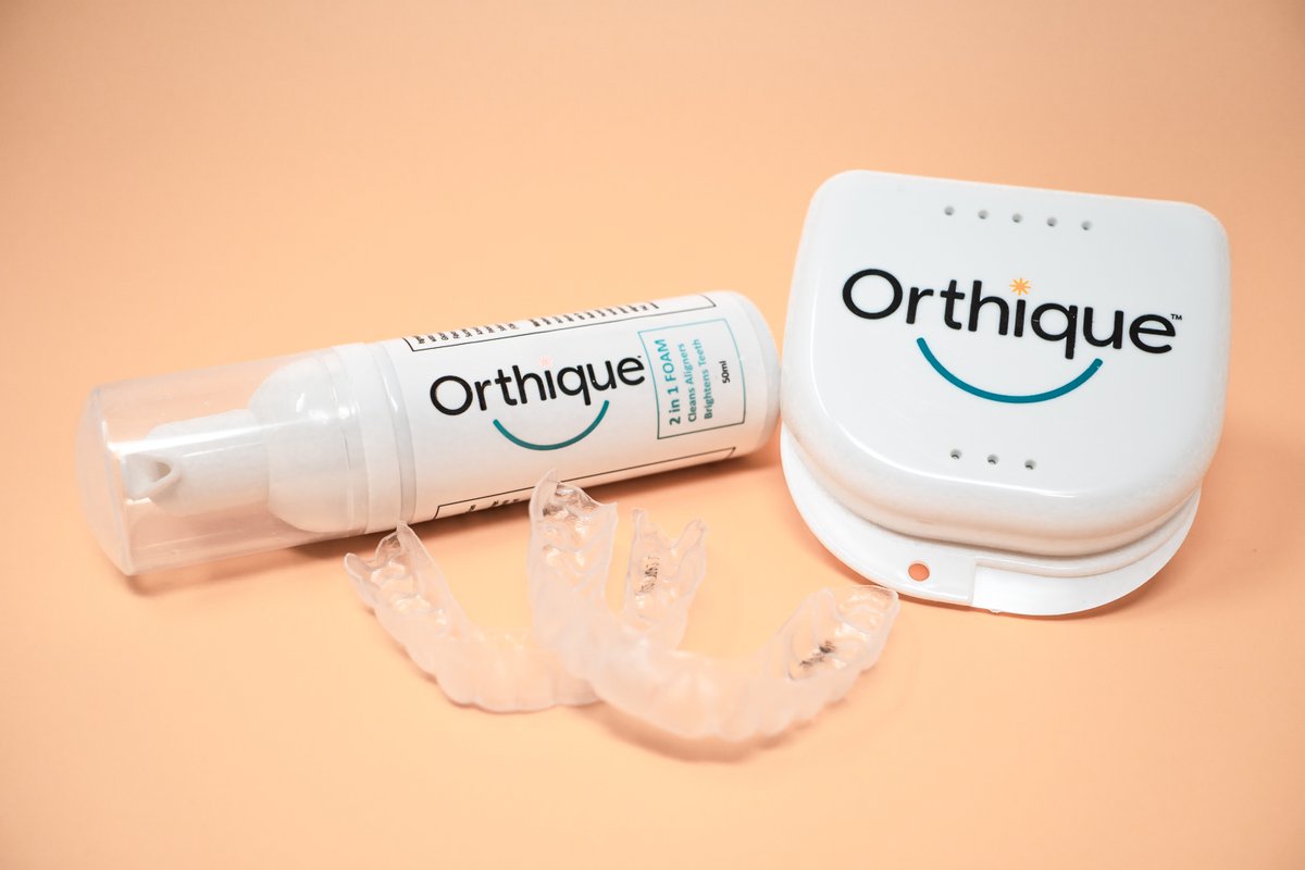 orthique's tweet photo. Our Orthique box ships with all the bells and whistles including cleansing foam, case and all of your aligners in one box! 📦🤩 #ready #orthique https://t.co/ZFqWtIDvOV