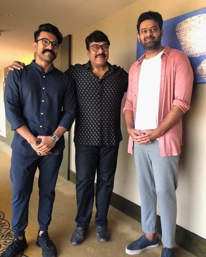 prbhas with chiranjeevi ram charan