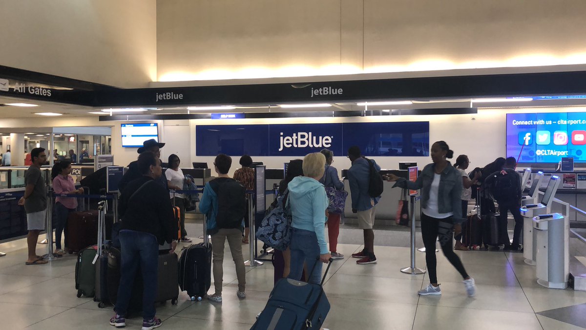 Waiting since 30minutes and nobody at the counter to check in. #ridiculous <a href="/JetBlue/">JetBlue</a> <a href="/CLTAirport/">CLT Airport</a> Where is the staff?????????