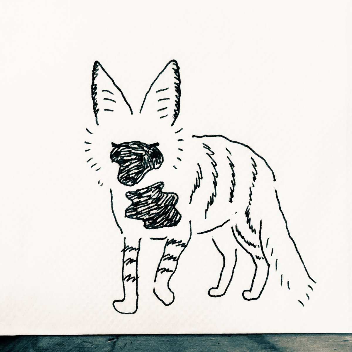 シマハイエナとひと仕事終え太郎と謎の短パン犬
#落書き 