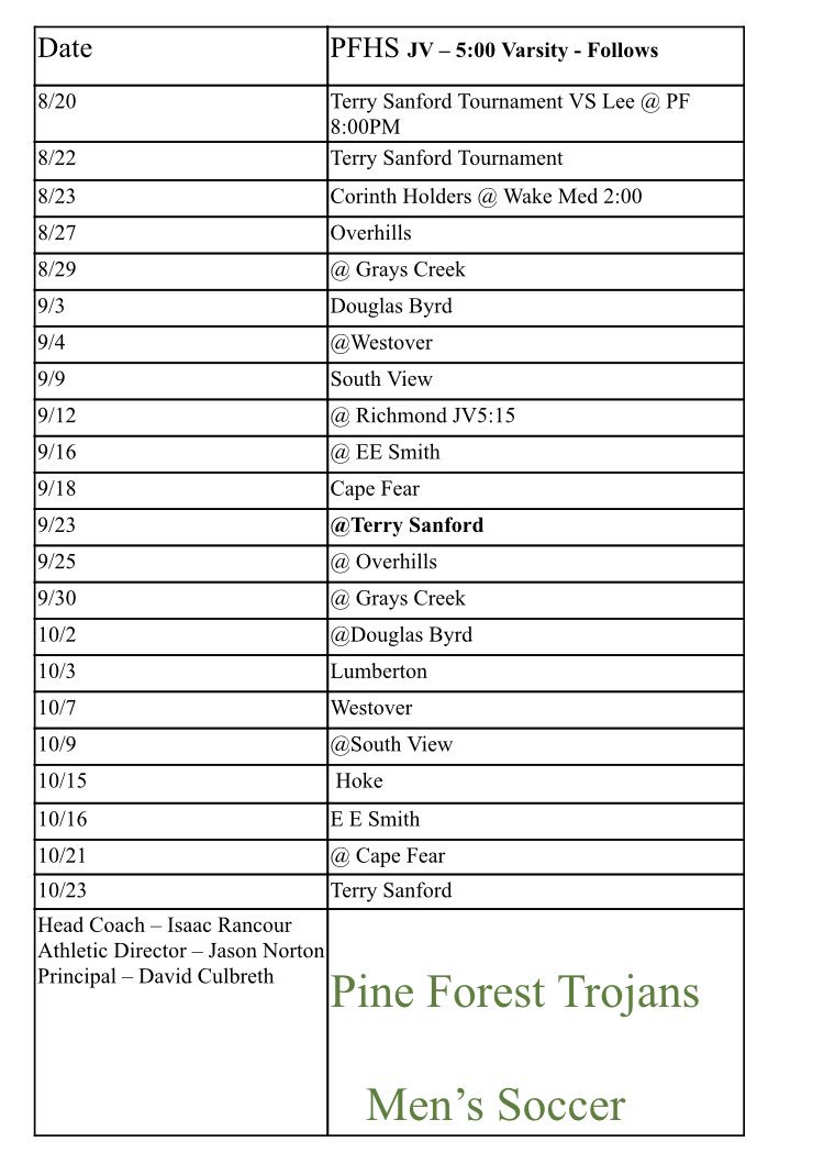 PFHSBoosters's tweet photo. Let’s start this school year off right! Get out to the Forest tonight. Soccer, Tennis and Volleyball all host. 🌲🏐🎾⚽️🌲#PacktheForest https://t.co/J8z5CmjobG