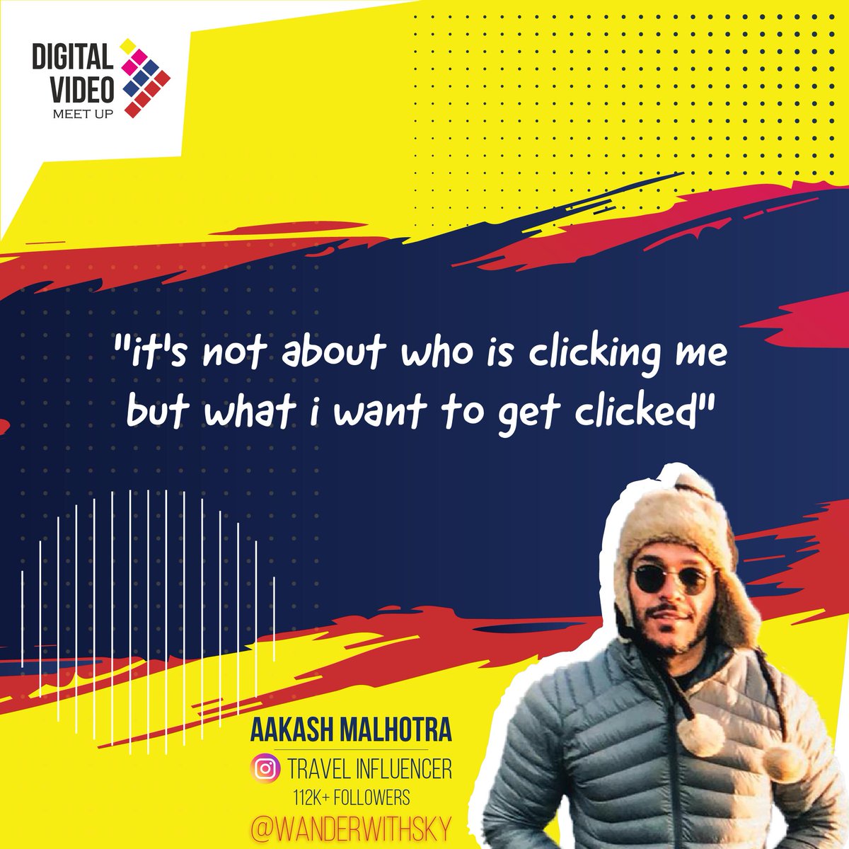 VideoMeetup's tweet photo. Marketing Tips with Aakash #1 ( @wanderwithsky ) :
It's not about who is clicking me but what I want to get clicked

#socialmediamarketing #digitalmarketing #VideoMarketing #TipsnTricks https://t.co/KlcU6YKlG3