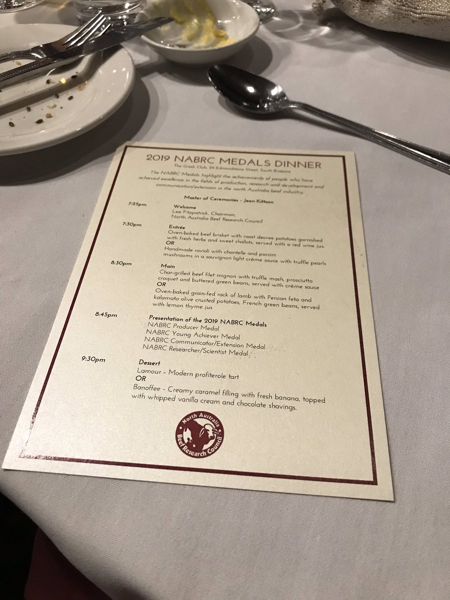 nicolehayesTEH's tweet photo. Ross Peatling received the #NABRAC Producer Medal this evening at the 2019 NABRC Medals Dinner. Congratulations well deserved. #beefresearch @ntca @MattBrannRURAL https://t.co/GRGsCZhqVB