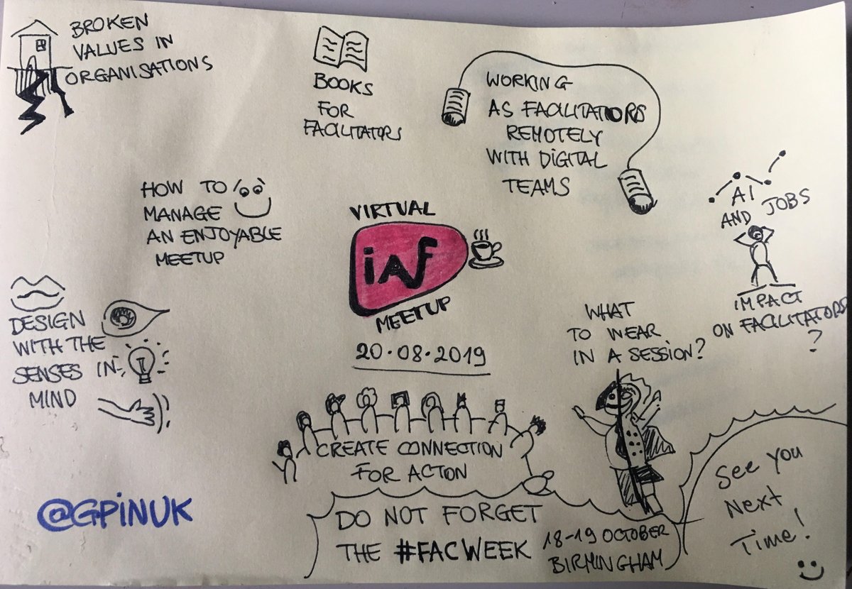 gpinuk's tweet image. Put 10 facilitators in a (virtual) room and there will be always focused conversations! Great Coffee Meetup #IAFMeetup #facilitation