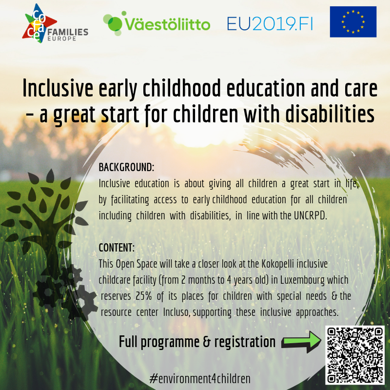 COFACE_EU's tweet photo. Curious about approaches & challenges in inclusive #ECEC? Join open space #3 at our Helsinki event (3-4th October) on “Shaping a healthy #environment4children " led by M. Racke from #APEMH Luxembourg & @FrazerGoodwin from @Eurochild_org
More here: https://t.co/cJVGjL4Pig https://t.co/F1mXjp7eG4