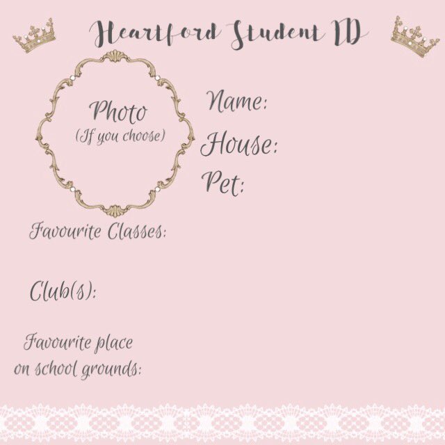 Here are your Student ID’s to fill out (and share) and your uniforms! (Dont feel as though you have to use a photo or your real name, this is for fun, fill it out how you choose)